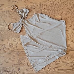 Bow Halter Maxi Dress in Light Taupe